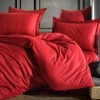 Lenjerie de pat Jacquard satin roșu Saheser, bumbac 100%, set de 6 piese, cearșaf de pat și pilotă, fețe de pernă, model jacquard subtil.