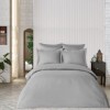 Lenjerie de pat Jacquard satin gri Saheser, bumbac 100%, set de 6 piese, cearșaf de pat și pilotă, fețe de pernă, model geometric diamant.