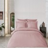 Lenjerie de pat Jacquard satin roz pudra Saheser, bumbac 100%, set de 6 piese, cearșaf de pat și pilotă, fețe de pernă, model geometric diamant.
