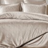 Lenjerie pat jacquard satin de lux Harley Bej cu model romburi Saheser Home