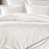 Lenjerie pat jacquard satin de lux Harley Ecru cu model romburi Saheser Home