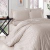 Lenjerie de pat Jacquard Story Home Trudy Stone bej, model cu flori și arabescuri, bumbac satinat, 6 piese