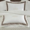 Lenjerie de pat King Merisa Rock din bumbac egiptean Silk Satin 400 TC, cu broderie geometrică fină și bordură taupe, pentru un dormitor elegant.