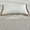 Lenjerie de pat King Merisa Rock din bumbac egiptean Silk Satin 400 TC, cu broderie geometrică fină și bordură taupe, pentru un dormitor elegant.