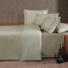 Lenjerie de pat King din bumbac egiptean Silk Satin Myron Bej Wind cu broderie eleganta