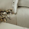 Lenjerie de pat King din bumbac egiptean Silk Satin Myron Bej Wind cu broderie eleganta