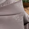 Lenjerie de pat Timeless, lila cu cearsaf crem, din bumbac satin de lux, 6 piese, broderie 
