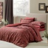 Lenjerie de pat Linens satin de lux, 5 piese, Irena bordo