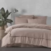 Lenjerie de pat bumbac prespălat Majoli Bahar Dark Ballet Roz, roz pudra cu franjuri decorative, 6 piese, cearceaf roz pudra uni