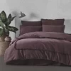 Lenjerie de pat bumbac prespălat Majoli Bahar Maddox Dark Charm Bordo, bordo cu franjuri decorative, 6 piese, cearceaf bordo uni