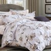 Lenjerie de pat percale cu flori bej, din bumbac 100%, set de 6 piese, pat dublu, fabricată în România