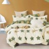 Lenjerie de pat percale cu stele verzi și galbene, bumbac 100%, set de 4 piese, fabricată în România