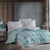 Lenjerie de pat cu carouri turcoaz și albe, Denim Turquoise, set de 4 piese