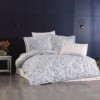 Lenjerie de pat cu flori albastre și bej, Jardin Dark Blue, set de 4 piese