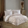 Lenjerie de pat cu modele elegante bej pe fundal crem, Rachel Beige, set de 4 piese
