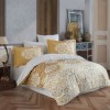 Lenjerie de pat cu modele baroc albe pe fundal auriu, Serenity Gold, set de 4 piese