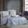 Lenjerie de pat cu modele abstracte albastre pe fundal alb, Ventura Blue, set de 4 piese ​