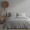Lenjerie de pat poplin prespălat, Majoli Bahar, Natural Lora Gri/Crem