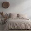 Lenjerie de pat poplin prespălat, Majoli Bahar, Natural Vetro Bej/Crem