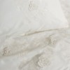 Lenjerie de pat Chic Ecru cu broderie florala 3D aplicata pe pilota si fete de perna