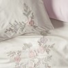 Lenjerie de pat din bumbac satin cu broderie florală roz pudra, Yedda