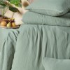 Lenjerie de pat din muselină Henna Verde, 100% bumbac organic, design elegant și respirabil, nasturi cu aspect de lemn natural