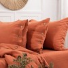 Lenjerie de pat din muselina cu 2 straturi Vetro Caramiziu Terra 6 piese cu nasturi decorativi
