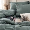 Lenjerie de pat din muselina cu 2 straturi, Vetro Verde 6 piese cu nasturi decorativi