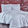 Lenjerie de pat satin de lux Club Cotton Stripe cu dungi discrete pe fundal gri deschis, set de 6 piese