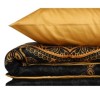 Lenjerie de pat Alvina Gold din bumbac satinat negru cu ornamente aurii