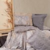 Lenjerie de pat Amentes cu model geometric în nuanțe de gri, bej și alb, bumbac satinat de lux, marca CottonBox.