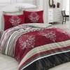 Lenjerie de pat din bumbac satinat roșu-gri-negru Azra Claret Red de la Cotton Box