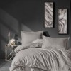 Lenjerie de pat premium satin de lux Cotton Box Elegant Beige cu dungi discrete bej