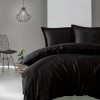 Lenjerie de pat de lux din satin Cotton Box Elegant Black în nuanțe negru intens, design simplu