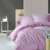 Lenjerie de pat de lux din satin Cotton Box Elegant Lilac în nuanțe lila, design simplu