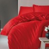 Lenjerie de pat de lux din bumbac satinat Cotton Box Elegant Red, în nuanțe roșu intens, design simplu și modern