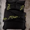 Lenjerie de pat din bumbac satinat negru-galben Energy Yellow de la Cotton Box