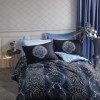 Lenjerie de pat Cotton Box Glory Blue cu modele ornamentale albastru și negru, bumbac satinat, 6 piese