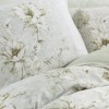 Lenjerie de pat dublu premium din satin de lux cu design floral elegant în nuanțe de bej