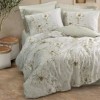 Lenjerie de pat dublu premium din satin de lux cu design floral elegant în nuanțe de bej
