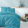 Lenjerie de pat de lux din satin Cotton Box Stripe Turquoise în nuanțe turcoaz, design simplu și dungi subtile