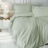 lenjerie pat Cotton Box Stripe Verde din bumbac satinat mercerizat verde pal cu dungi discrete
