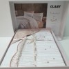 Lenjerie de pat Alissa bumbac satinat alb și roz cu broderii delicate și aplicații 3D