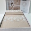 Lenjerie de pat Mona bumbac satinat dublu roz pal cu broderie delicată