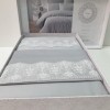 Lenjerie de pat Mona bumbac satinat dublu albastru deschis cu broderie delicată