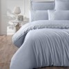 Lenjerie de pat Mona bumbac satinat dublu albastru deschis cu broderie delicată