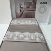 Lenjerie de pat Mona bumbac satinat dublu gri cu broderie delicată