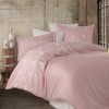 Lenjerie de pat roz Natura din satin de bumbac cu broderii albe și aplicații 3D, set Clasy