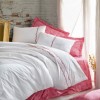 Lenjerie de pat din bumbac ranforce alb-coral Coco Coral de la Cotton Box