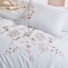 Lenjerie de pat Cotton Box Della Beige cu broderie și aplicații 3D alb și bej, bumbac satinat, 6 piese